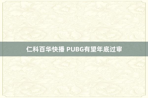 仁科百华快播 PUBG有望年底过审
