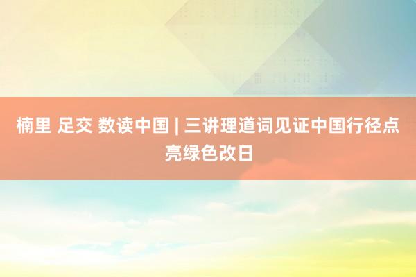 楠里 足交 数读中国 | 三讲理道词见证中国行径点亮绿色改日