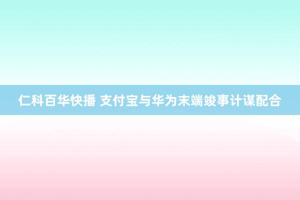 仁科百华快播 支付宝与华为末端竣事计谋配合