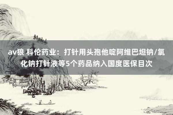 av狼 科伦药业：打针用头孢他啶阿维巴坦钠/氯化钠打针液等5个药品纳入国度医保目次