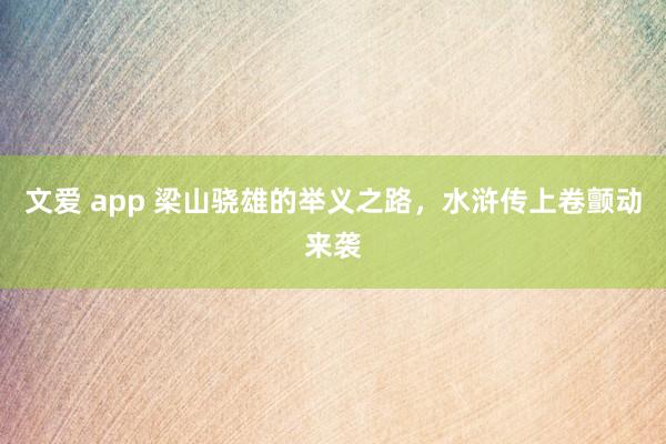 文爱 app 梁山骁雄的举义之路，水浒传上卷颤动来袭