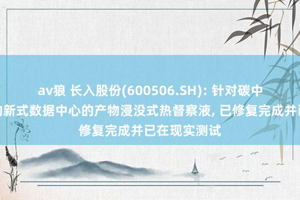 av狼 长入股份(600506.SH): 针对碳中庸要点行业的新式数据中心的产物浸没式热督察液， 已修复完成并已在现实测试