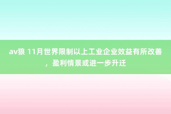 av狼 11月世界限制以上工业企业效益有所改善，盈利情景或进一步升迁