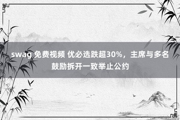 swag 免费视频 优必选跌超30%，主席与多名鼓励拆开一致举止公约