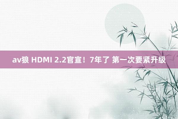 av狼 HDMI 2.2官宣！7年了 第一次要紧升级