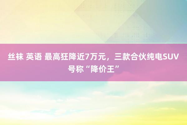 丝袜 英语 最高狂降近7万元，三款合伙纯电SUV号称“降价王”
