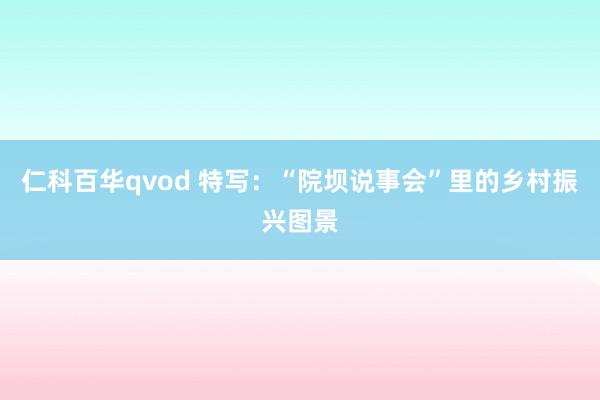 仁科百华qvod 特写：“院坝说事会”里的乡村振兴图景
