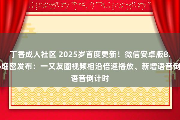 丁香成人社区 2025岁首度更新！微信安卓版8.0.56细密发布：一又友圈视频相沿倍速播放、新增语音倒计时