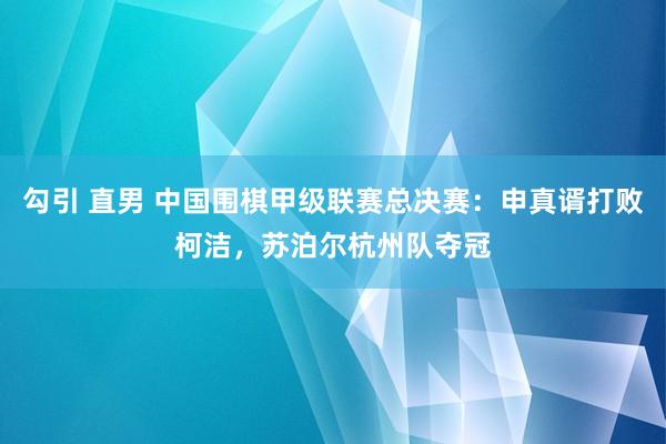 勾引 直男 中国围棋甲级联赛总决赛：申真谞打败柯洁，苏泊尔杭州队夺冠