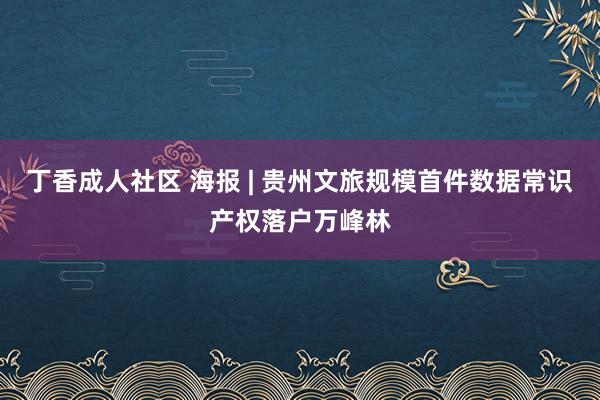 丁香成人社区 海报 | 贵州文旅规模首件数据常识产权落户万峰林