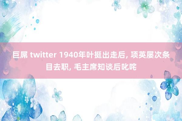 巨屌 twitter 1940年叶挺出走后， 项英屡次条目去职， 毛主席知谈后叱咤