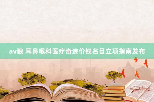 av狼 耳鼻喉科医疗奇迹价钱名目立项指南发布