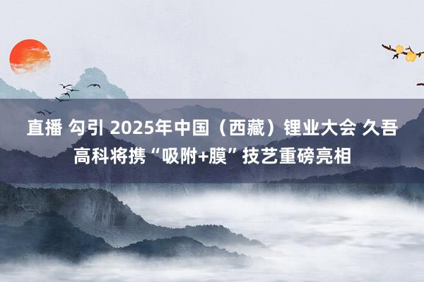直播 勾引 2025年中国（西藏）锂业大会 久吾高科将携“吸附+膜”技艺重磅亮相