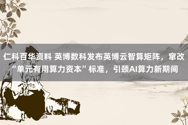 仁科百华资料 英博数科发布英博云智算矩阵，窜改“单元有用算力资本”标准，引颈AI算力新期间