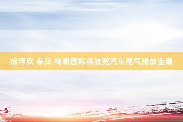 徐可欣 拳交 特朗普称将放宽汽车尾气排放圭臬
