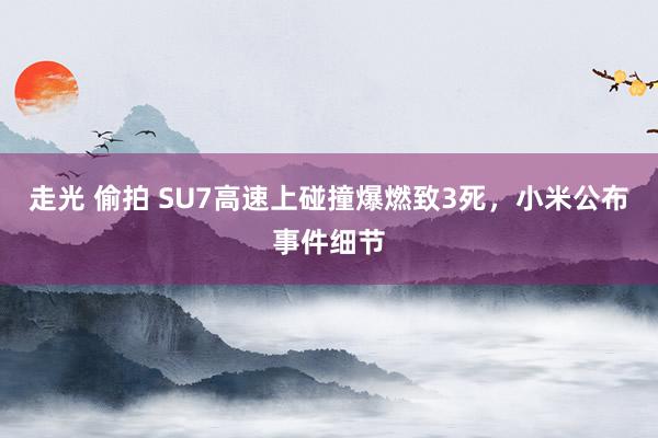 走光 偷拍 SU7高速上碰撞爆燃致3死，小米公布事件细节
