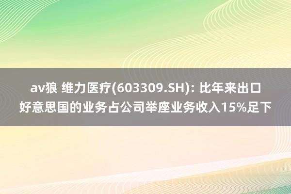 av狼 维力医疗(603309.SH): 比年来出口好意思国的业务占公司举座业务收入15%足下