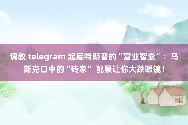 调教 telegram 起底特朗普的“营业智囊”：马斯克口中的“砖家” 配景让你大跌眼镜！