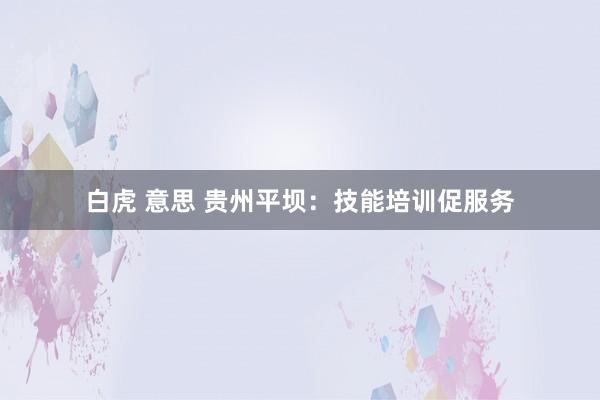 白虎 意思 贵州平坝：技能培训促服务