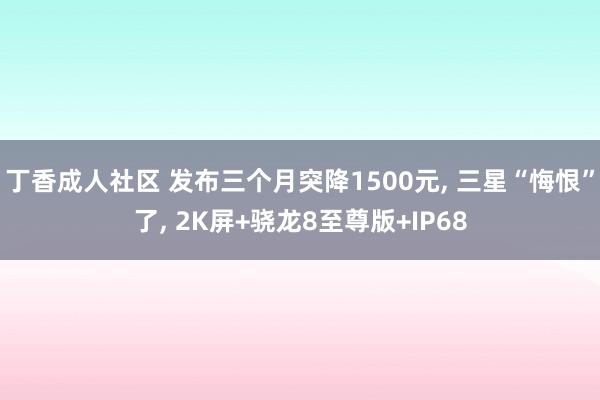 丁香成人社区 发布三个月突降1500元， 三星“悔恨”了， 2K屏+骁龙8至尊版+IP68