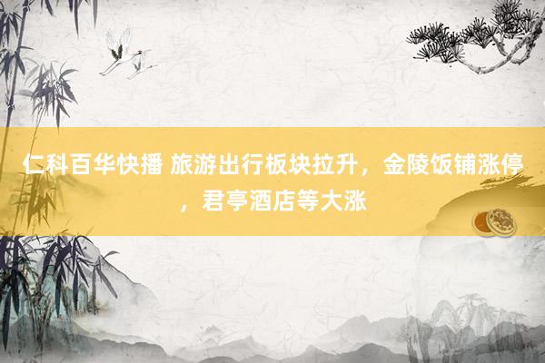仁科百华快播 旅游出行板块拉升，金陵饭铺涨停，君亭酒店等大涨