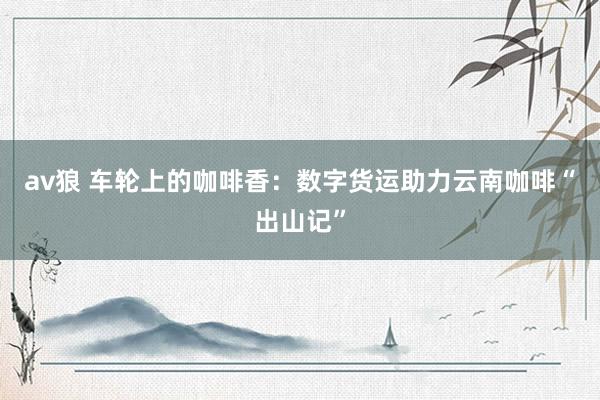 av狼 车轮上的咖啡香：数字货运助力云南咖啡“出山记”