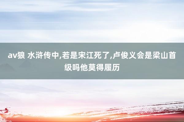 av狼 水浒传中，若是宋江死了，卢俊义会是梁山首级吗他莫得履历
