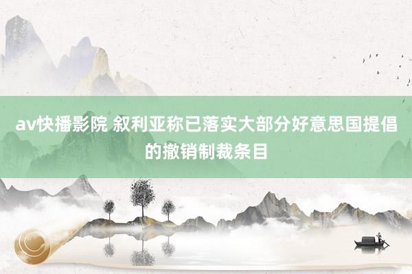 av快播影院 叙利亚称已落实大部分好意思国提倡的撤销制裁条目